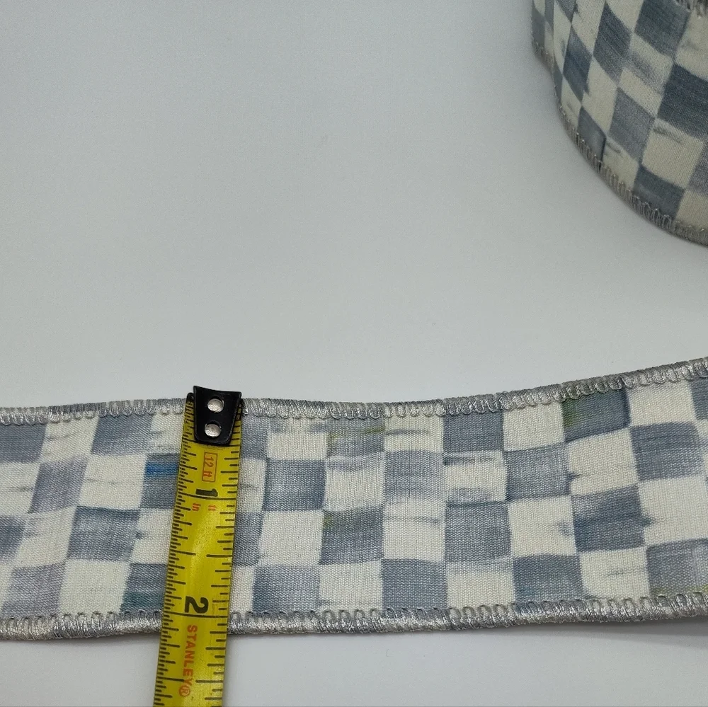 MacKenzie-Childs Courtly Check Ribbon Sterling Silver Wired 2” Wide 3 Yards